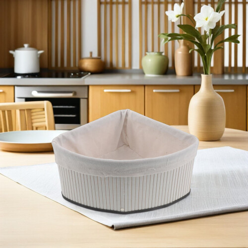Decorative Bamboo Storage Basket with Liner for Kitchen Bathroom 2
