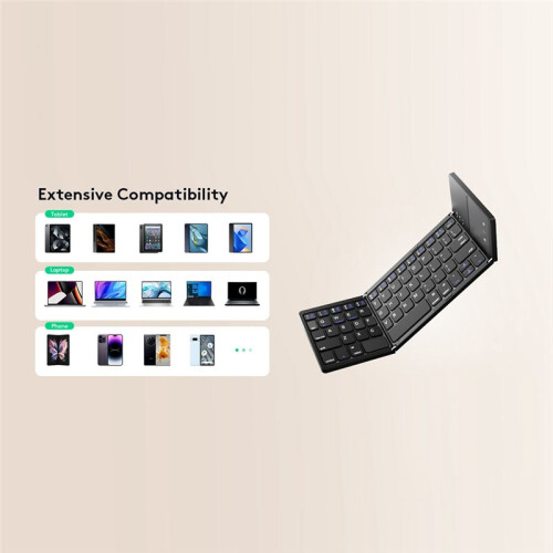 Foldable  Keyboard with Touchpad - Wireless Portable Keyboard with Stand, Rechargeable Full-Size Ultra-Slim 2