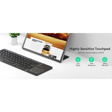 Foldable Keyboard with Touchpad - Wireless Portable Keyboard with Stand, Rechargeable Full-Size Ultra-Slim