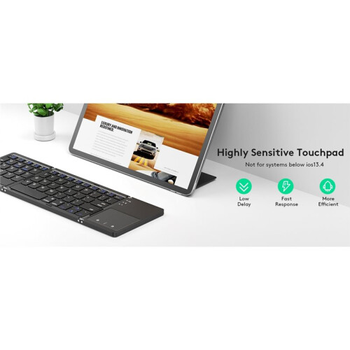 Foldable  Keyboard with Touchpad - Wireless Portable Keyboard with Stand, Rechargeable Full-Size Ultra-Slim
