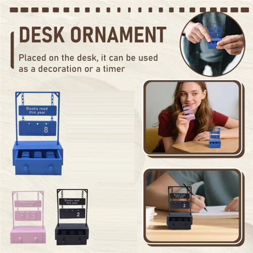 Manual Rotation Update Hanging Book Counter with Digital Storage for Classrooms Libraries and Reading Challenges Black 1