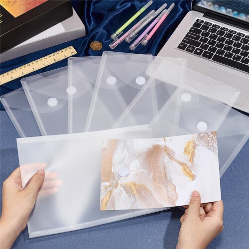96 Pack Plastic Envelopes, 7 X 10 File Envelope with Hook & Loop Closure Storage Bags A5 Clear File Folders for School 1