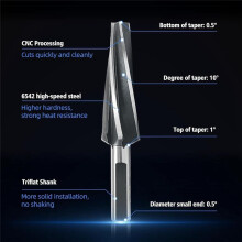 10 Degree Joint Tapered Reamer, Tapered Joint Reamer for 1-1/2 Inch Foot Taper for Fitting Joints Tie Rod
