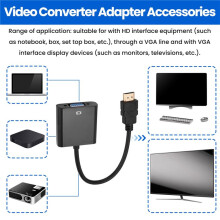 Adattatore da a VGA maschio a femmina VGA RGB Adattatore maschio a femmina da 1080P per convertitore maschio-femmina da PC (nero)