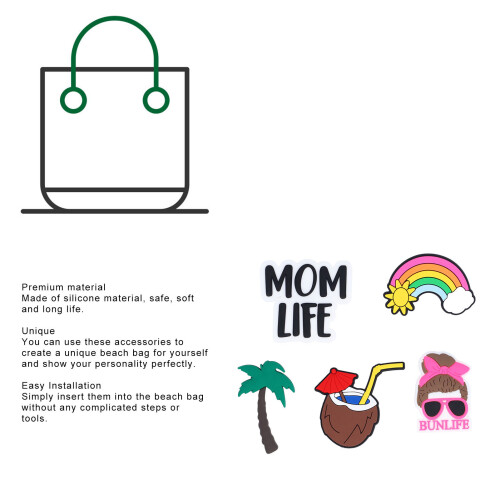 5pcs Silicone Coconut Tree Beach Bag Decorations for Handbags 2