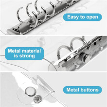 9 Pack A6 Transparent Soft PVC 6 Ring Binder Cover Clear Binder Notebook Cover A6 Binder for Refillable Notebook