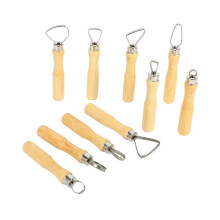 Metal + Wood Thick Handle Flat Wire Cutter Clay Pottery Sculpting Tool Set Pack of 20