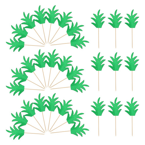300Pièces Décorations Cupcake Ananas Vertes En Bambou Tropicales 1