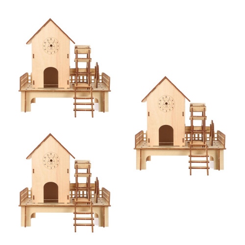 3Sets Huis DIY Decoratie Kit Khaki 3D Model Villa 2