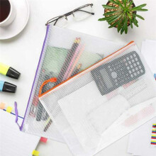 Grid File Bag Zipper File Bag Store File Grid Bag Mesh Storage Bag Transparent File Bag Delivery Data Storage Bag