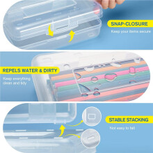 Clear Pencil Box, 6 Pack Large Hard Pencil Case Organizer, Plastic Supply Box for Crayon Brush Painting School Supplies