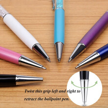 24Pcs / Pack Stylo Stylo et Stylos Un Bille D'Encre Bling Bling 2 En 1 Mince En Cristal de Diamant (12 Couleurs)