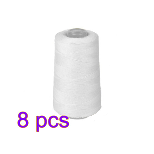 8Pcs Bleached Cotton Sewing Thread White 3000Yards for Crafts & Sewing 1