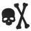 2X Skull Bone 3D Design Motorcycle Car Emblem Badge Sticker Black 3