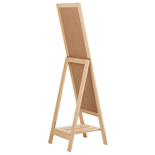 Beliani Standing Mirror with Shelf LUISANT 145 cm Pine Wood Light Brown 1