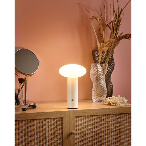 Beliani Wireless LED Table Lamp BUAYAN with Dimmer Metal White 1