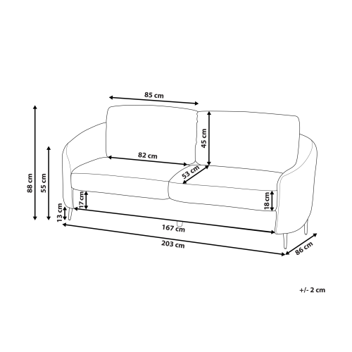 Beliani Sofa 3 Seater TROSA Fabric Beige 2
