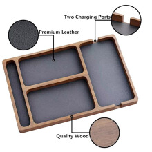 Wooden Office Desktop Storage Box Solid Wood Partition Storage Box Mobile Phone Headphone Debris Wooden Storage Tray