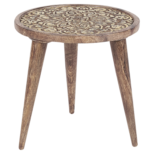 Beliani Set of 2 Side Tables RANJA Mango Wood Brown 1