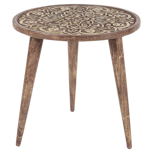 Beliani Set of 2 Side Tables RANJA Mango Wood Brown 2