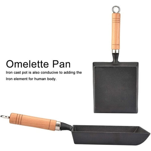 FEB.WIND Square Cast Iron Omelet Pan, Non-Stick, Easy to Clean for Eggs & Pancakes 2