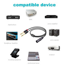XLR Mâle Vers Double Prise 6,35 mm Câble de Microphone Audio Adaptateur de Câble de Microphone Répartiteur en Y 2 M