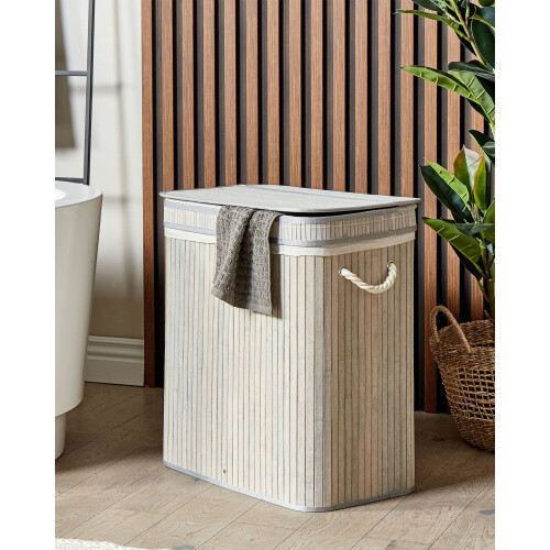 Beliani Laundry Basket KALTHOTA Bamboo Grey 100 L 1