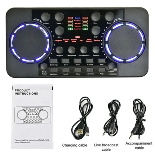 V300 Pro Sound Card -Compatible Audio Interface Mixer DJ Digital Effect Noise Reduction Console USB Record 2