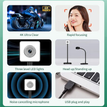 4K Document Camera with Autofocus Microphone Three-Level LED Fill Light Plug and Ideal for Teachers, Students