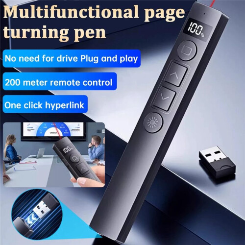 New B7 Presentation Clickers Multifunctional Clicker Rechargeable Digital Display Remote Page Turner Volume Controller 2