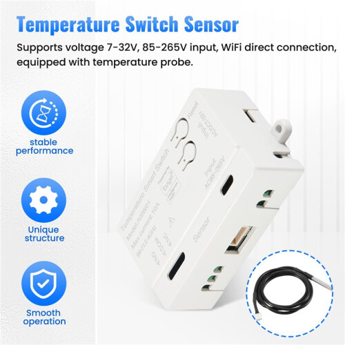 Tuya WiFi Temperature  Sensor 2.4G WiFi Temperature  Sensor   with 1M Temperature Probe 2