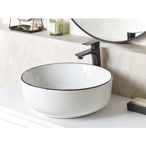 Beliani Countertop Basin XERT  420 mm Ceramic White 1