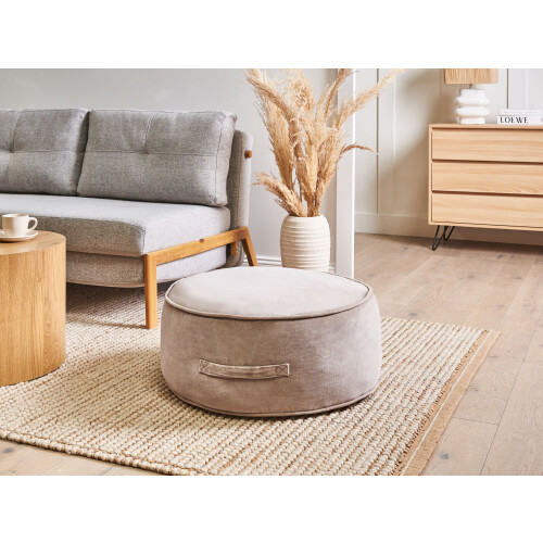 Beliani Pouffe YULLE Velvet Light Brown 1