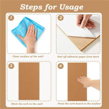 4X Cork Board Bulletin Board, Small Rectangular Pin Board for Wall, Self-Adhesive Cork Board for Office, School and Home
