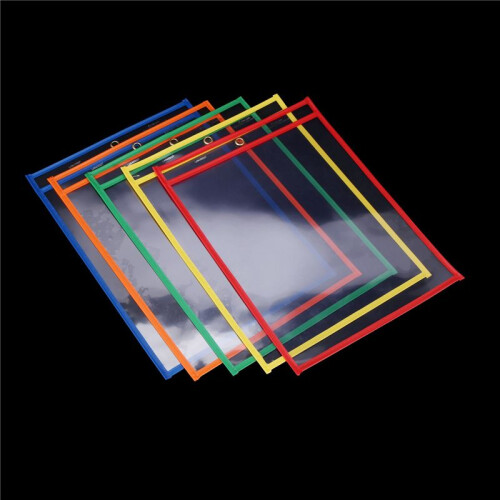 60 Multicolored Dry Erase Pockets,Oversize 10 x 13 Pockets,Perfect for Classroom Organization,60 Pack 2
