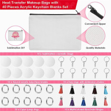 30 Pièces Sublimation Blancs Poche DIY Transfert de Chaleur Maquillage Sacs Fer Sur Transfert Fermeture ÉClair Toile Stylo Cas pour Femmes Enfants