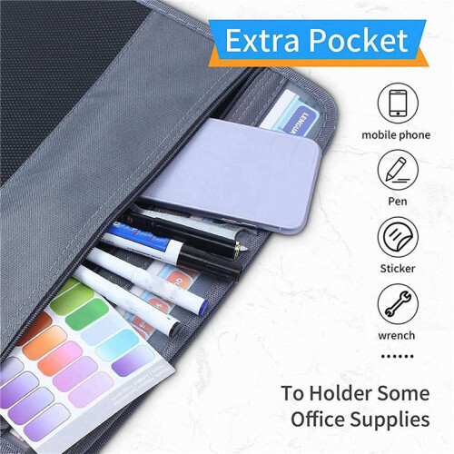 2X 13 Pocket File Folder Storage Rack,File Box Storage Bag,with Zipper, Suitable for A4 Paper, Banknotes A 2