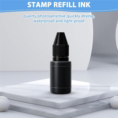 12-Pack Black Ink Refill, 10ml Waterproof Fast-Drying Stamp Ink for Office and Scrapbooking 2