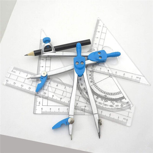 Geometry Compass Set 20Pcs School Maths Protractor Set Rulers for Student Maths and Engineering in Carry Case, 1