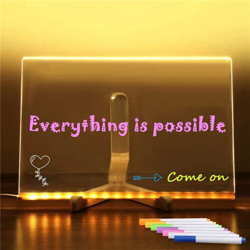 3X LED Note Board, Glowing Acrylic Message  Board with Light, Board Note Illuminated White Board (11.8 X 7.9In) 2