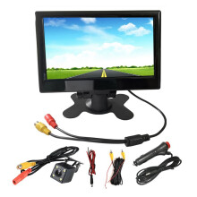 Monitor HD en Color TFT LCD de 12V-24V de 7 Pulgadas con CáMara de Luz 4LED para CCTV de Coche, Vista Trasera Inversa, Accesorios ElectróNicos para