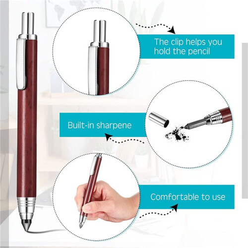 5.6mm Mechanical Pencil Holder 4 Automatic Mechanical Graphite Pencil Carpenter Pencil 8 Pencil Refill with Sharpener 1