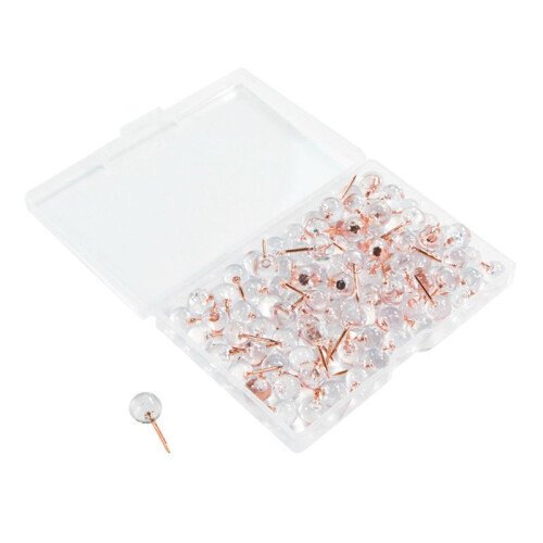 300Pcs Rose Gold Push Pins ThumbTacks Transparent Plastic Round  Map Tacks 1