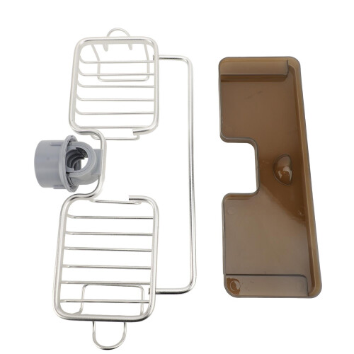 Organizer per rubinetto da cucina in alluminio e plastica, argento 1