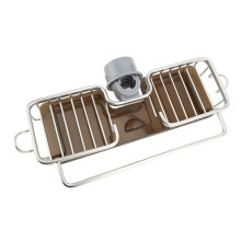 Kitchen Sink Faucet Organizer Rack Aluminum Plastic Silver Space Saving 367g