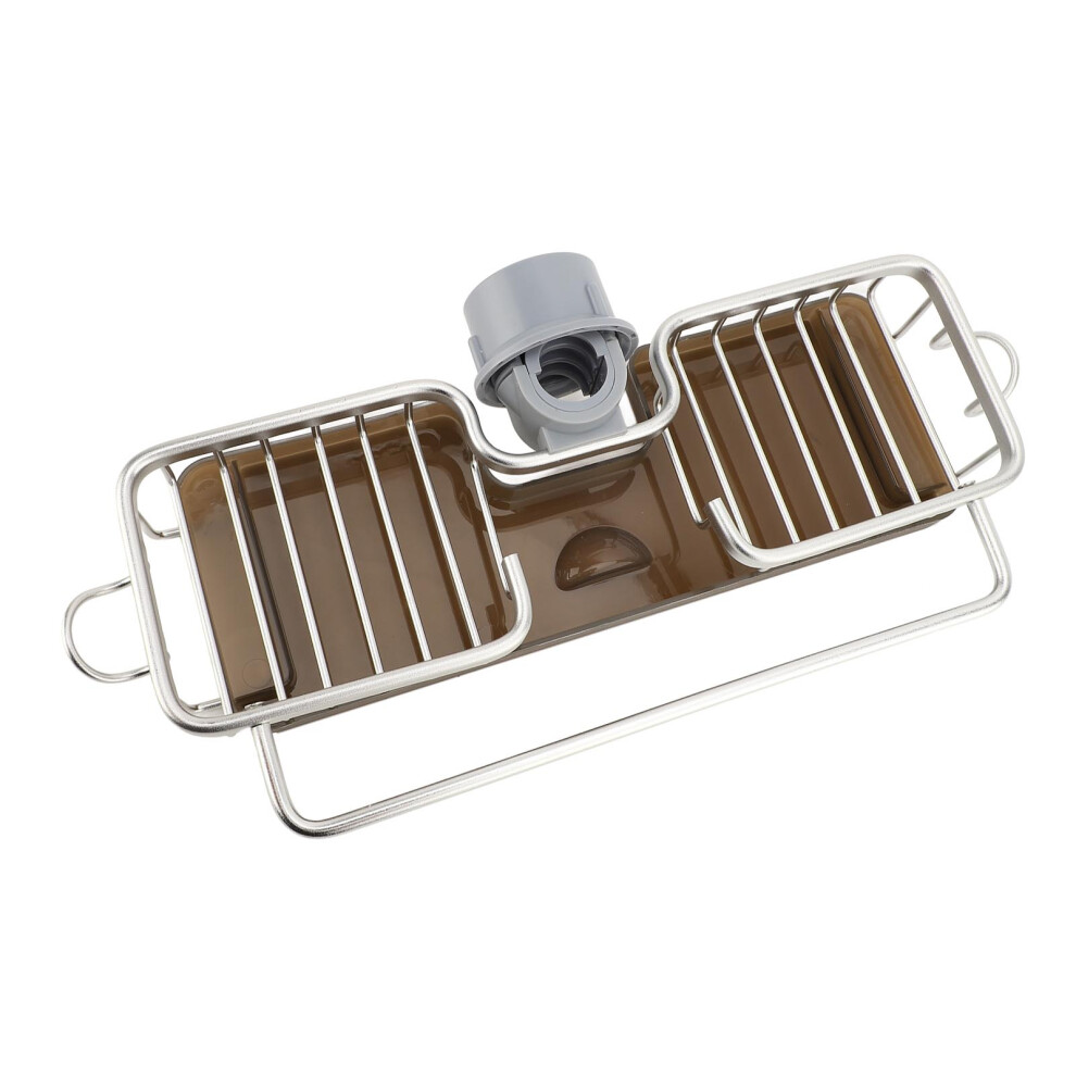 Kitchen Sink Faucet Organizer Rack Aluminum Plastic Silver Space Saving 367G 4231390957438