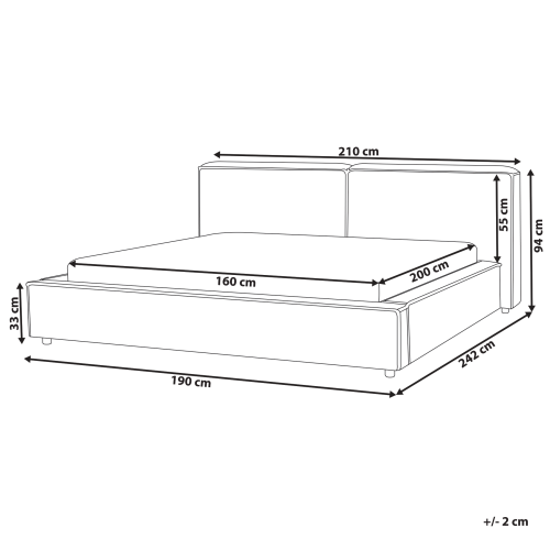 Beliani Waterbed Fabric LINARDS 160 x 200 cm (EU King Size) Off-White 2
