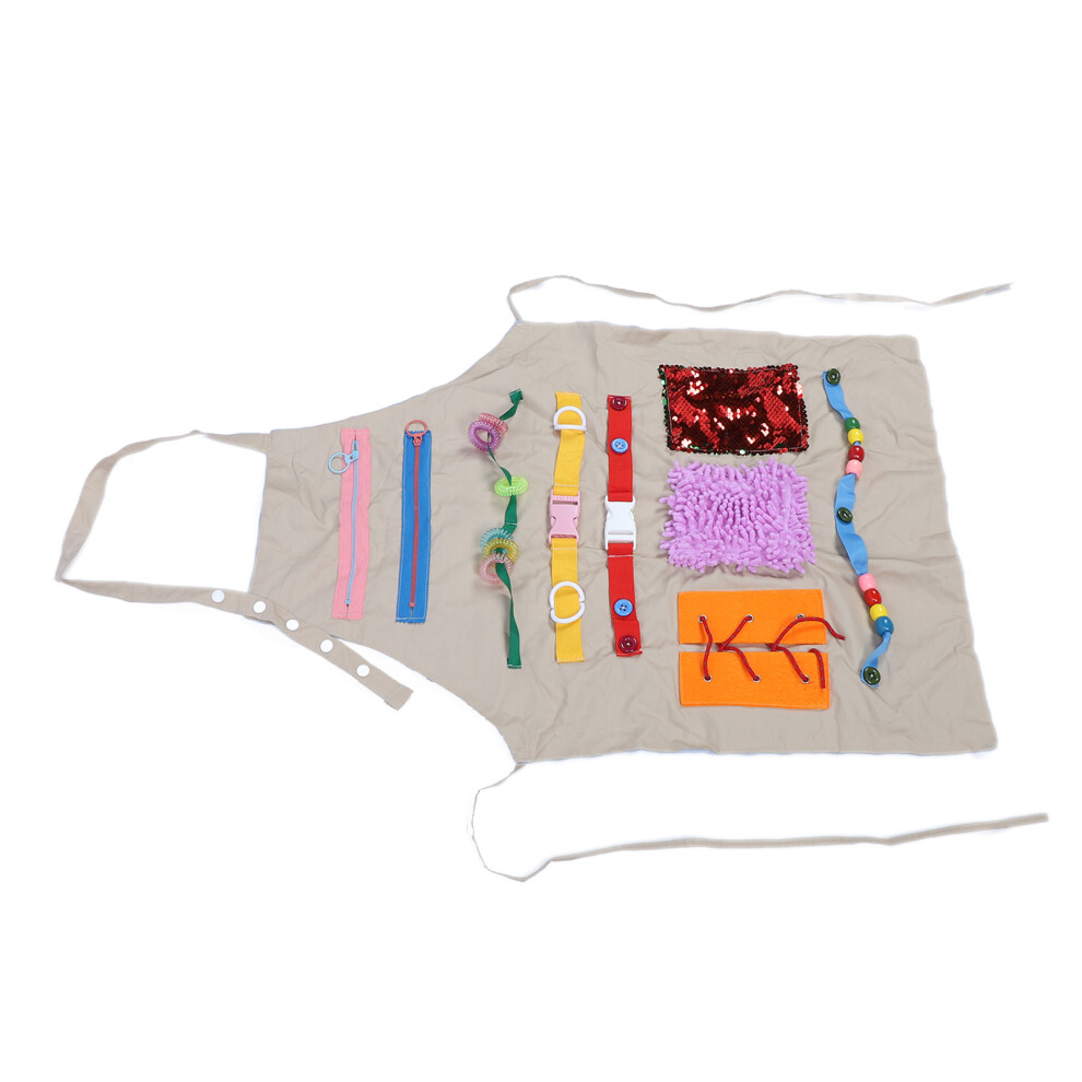 Multifunctional Dementia Sensory Apron for Seniors, Plush & Wood