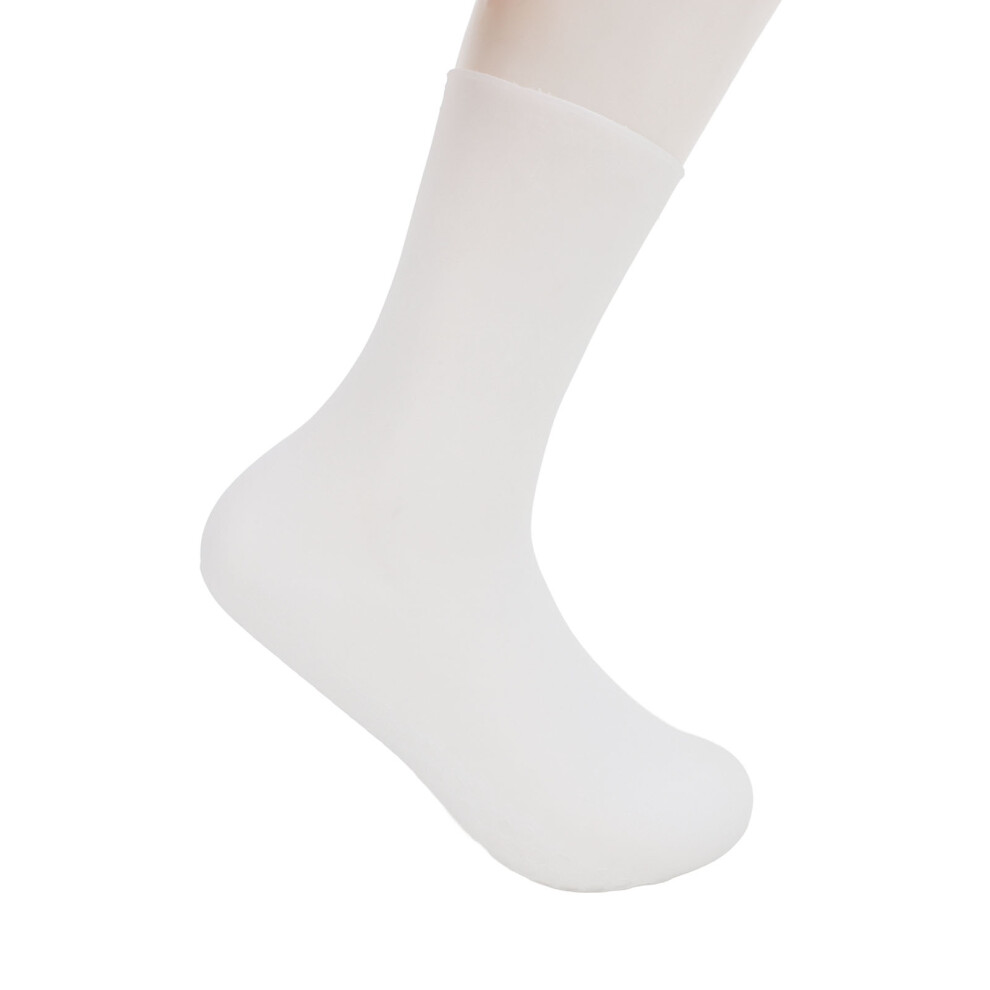 White Silicone Moisturizing Socks For Feet - Ankle Length, Hydrating Spa Care