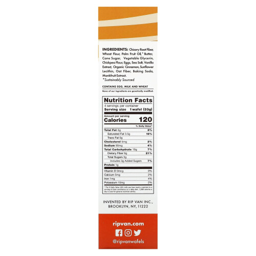 Rip Van Wafels, Ολλανδική Καραμέλα & Βανίλια, 4 Πακέτα, 1.16 oz (33 g) Κάθε 1